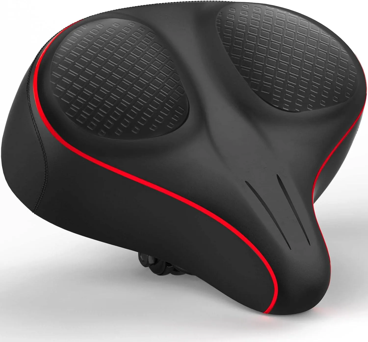 Xmifer Oversized Bike Seat - Comfortable Bicycle Saddle, Middle Groove Design, 2.95" Thick Memory Foam, Universal Fit Indoor Outdoor, Exercise or Road Bikes