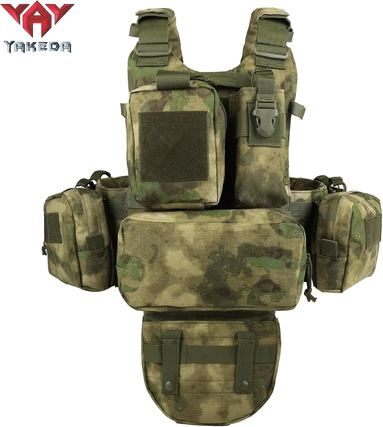 YAKEDA Tactical Training Vest with PALS System - Multi-Pocket Adjustable Straps Quick-Release Buckle for Hunting