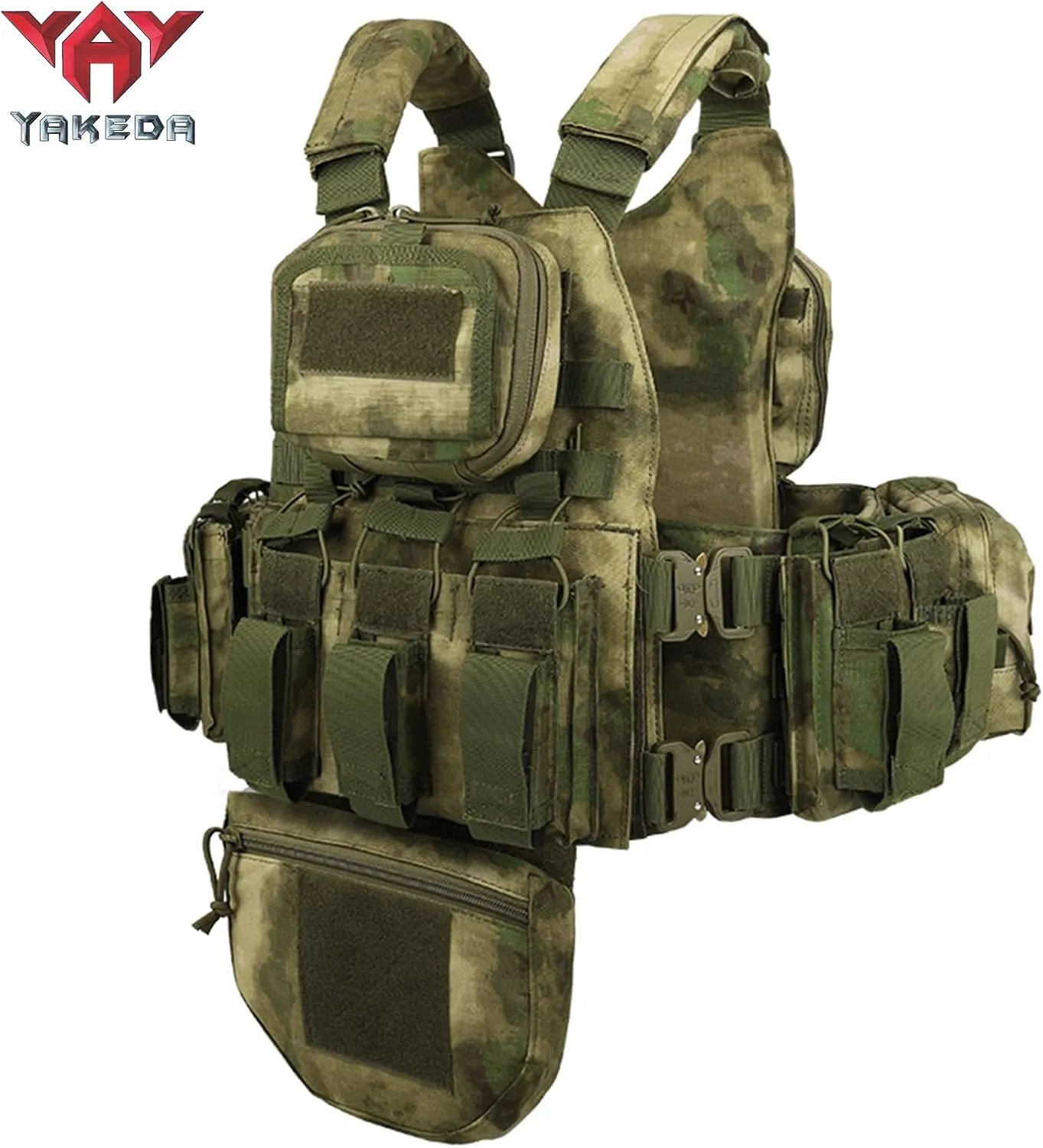 YAKEDA Tactical Training Vest with PALS System - Multi-Pocket Adjustable Straps Quick-Release Buckle for Hunting