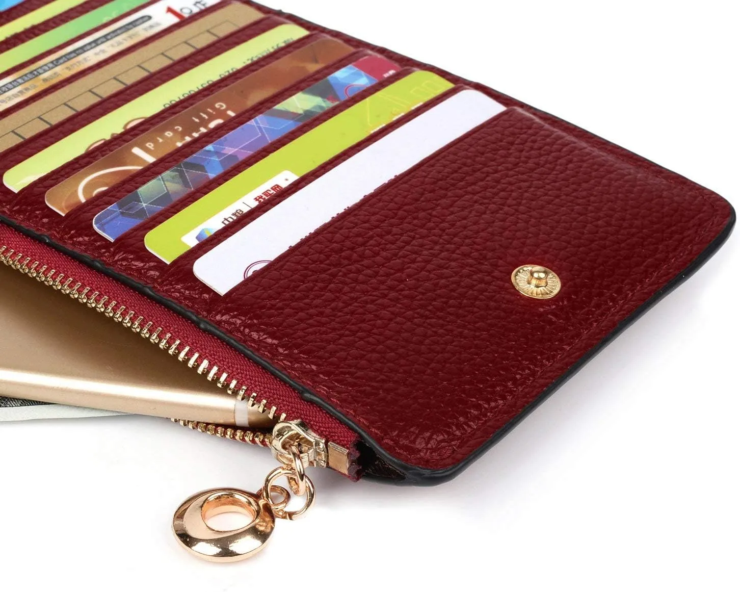 YALUXE Women's Genuine Leather Wallet RFID Blocking Multi Card Organizer with Cell Phone Pocket Zipper Closure