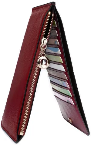 YALUXE Women's Genuine Leather Wallet RFID Blocking Multi Card Organizer with Cell Phone Pocket Zipper Closure