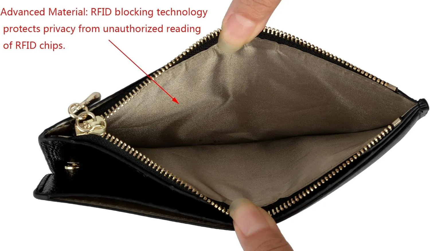 YALUXE Women's RFID Blocking Genuine Leather Multi Card Organizer Wallet with Zipper Pocket RFID Blocking Black