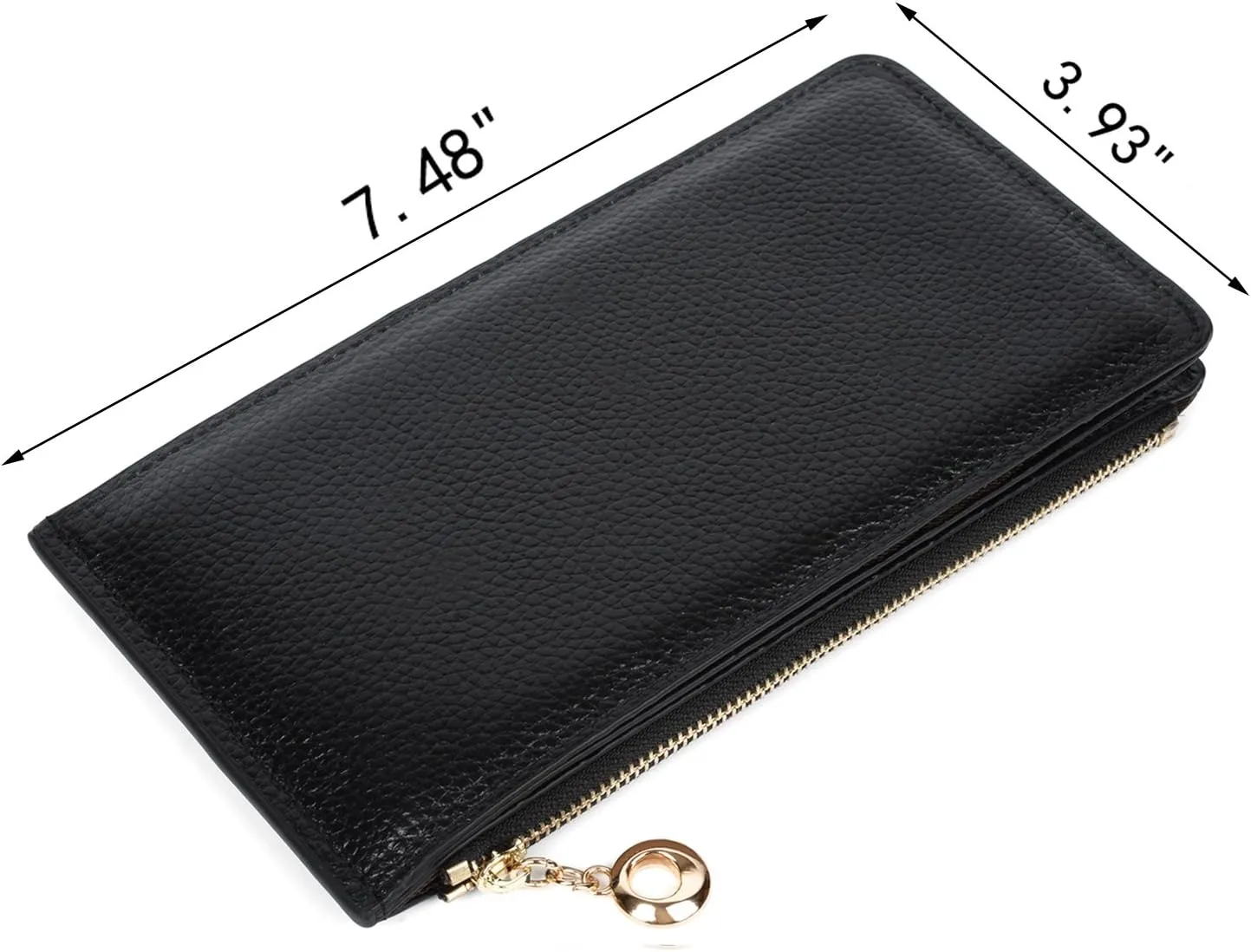 YALUXE Women's RFID Blocking Genuine Leather Multi Card Organizer Wallet with Zipper Pocket RFID Blocking Black