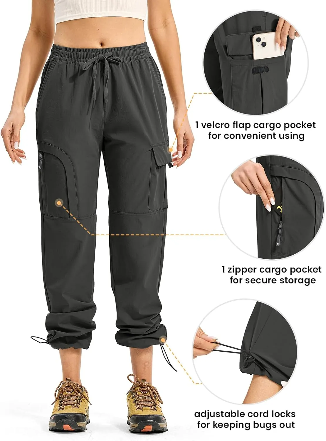 YSENTO Womens Cargo Pants Lightweight Water Resistant Quick Dry Camping Travel Hiking Pants with Pockets