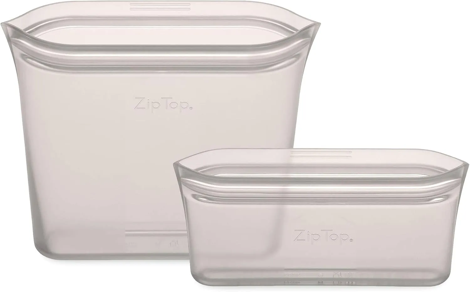 Zip Top Reusable Food Storage Bags | 2 Bag Set [Gray] | Silicone Meal Prep Container | Microwave, Dishwasher and Freezer Safe | Made in the USA