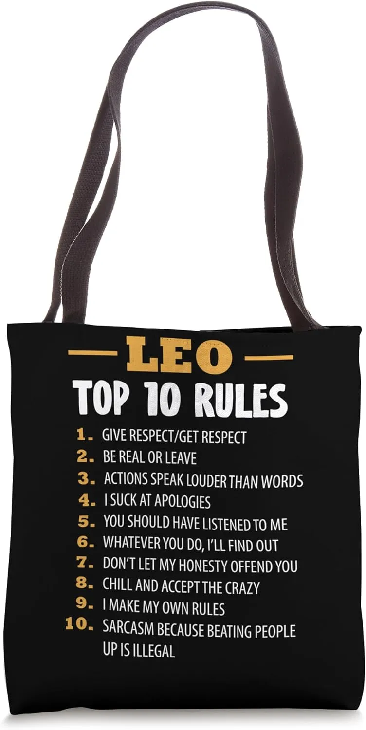 Zodiac Sign Top 10 Rules Of Leo Astrology Tote Bag