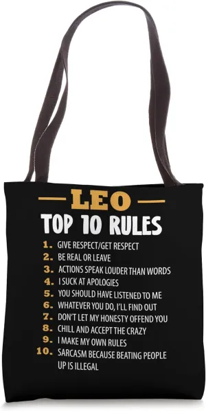Zodiac Sign Top 10 Rules Of Leo Astrology Tote Bag